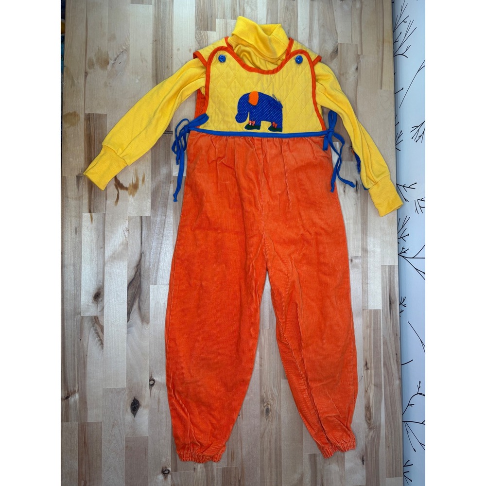 Ruth Scharf Vintage Toddler‎ Set Yellow Turtleneck Orange Corduroy Jumpsuit 4T